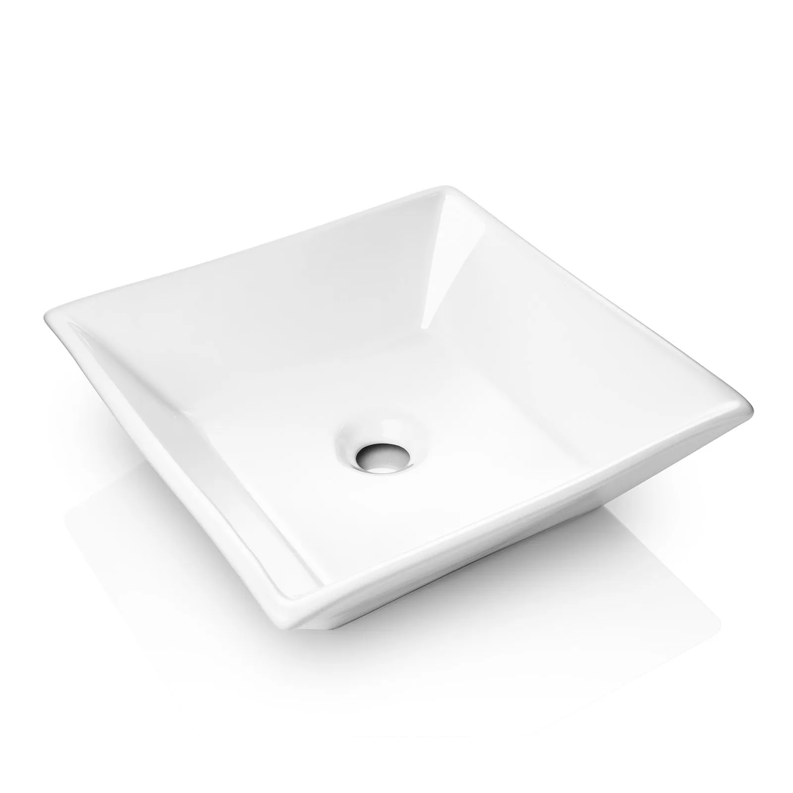 16" x 16" Beveled Square White Ceramic Sink Bathroom Vanity- Miligore