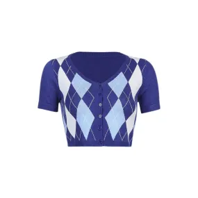 Argyle Pattern Knit Top