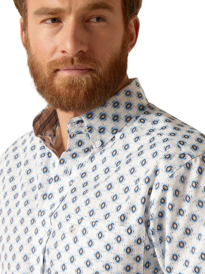 Ariat Men's Wrinkle Free kobe Fitted Shirt White Sand