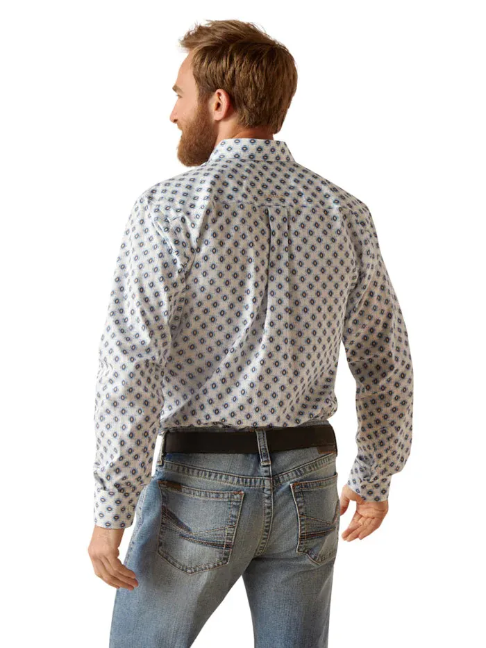 Ariat Men's Wrinkle Free kobe Fitted Shirt White Sand