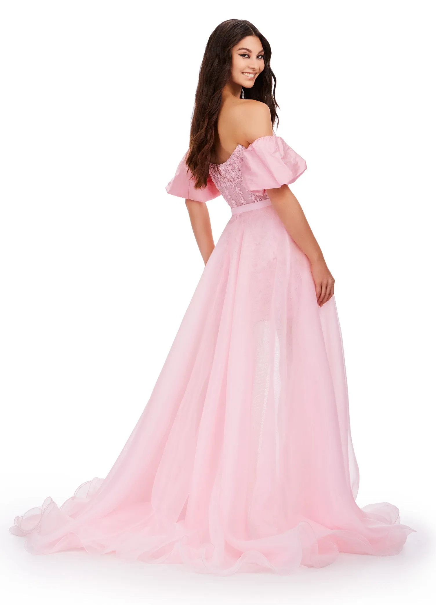 Ashley Lauren 1740 Size 2 BLACK Long Organza Overskirt Wire Hem Pageant Prom Layers