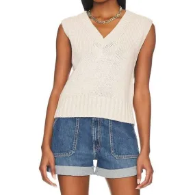 Cotton Rope Vneck Vest in Grey