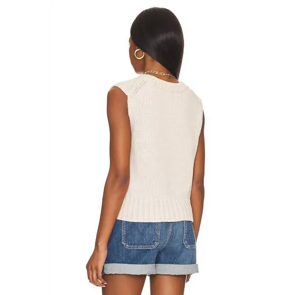 Cotton Rope Vneck Vest in Grey
