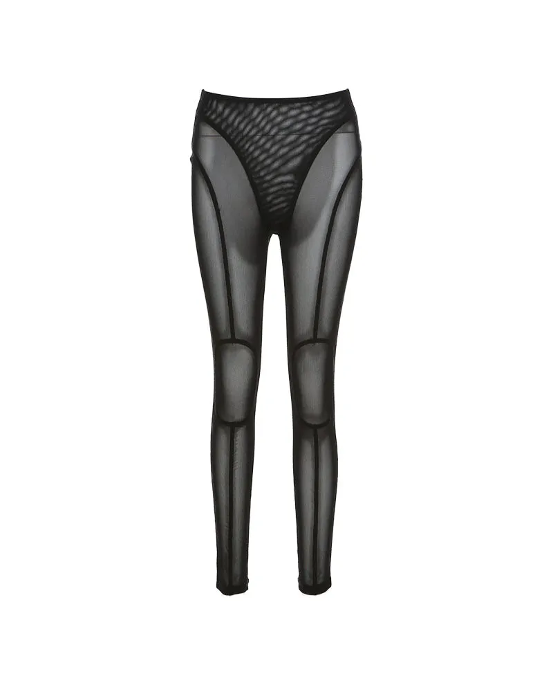 High Waist Sheer Mesh Skinny Pants