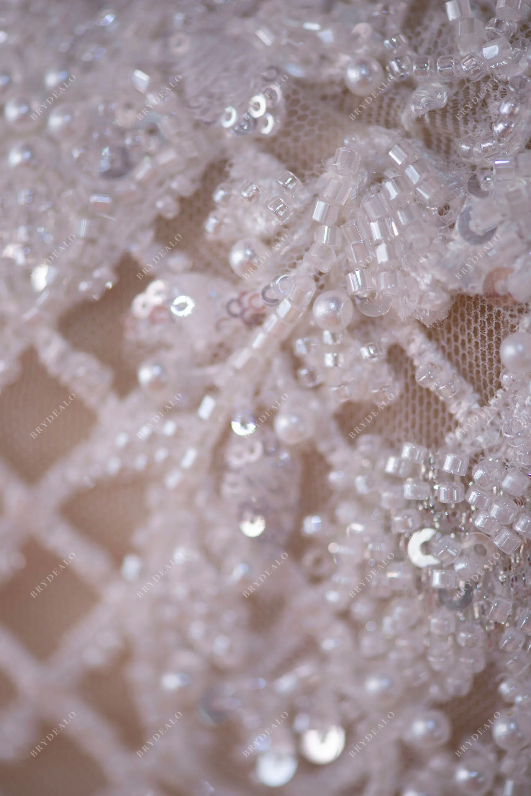 Luxury Illusion High Neck Designer Beaded Lace Wedding Dress