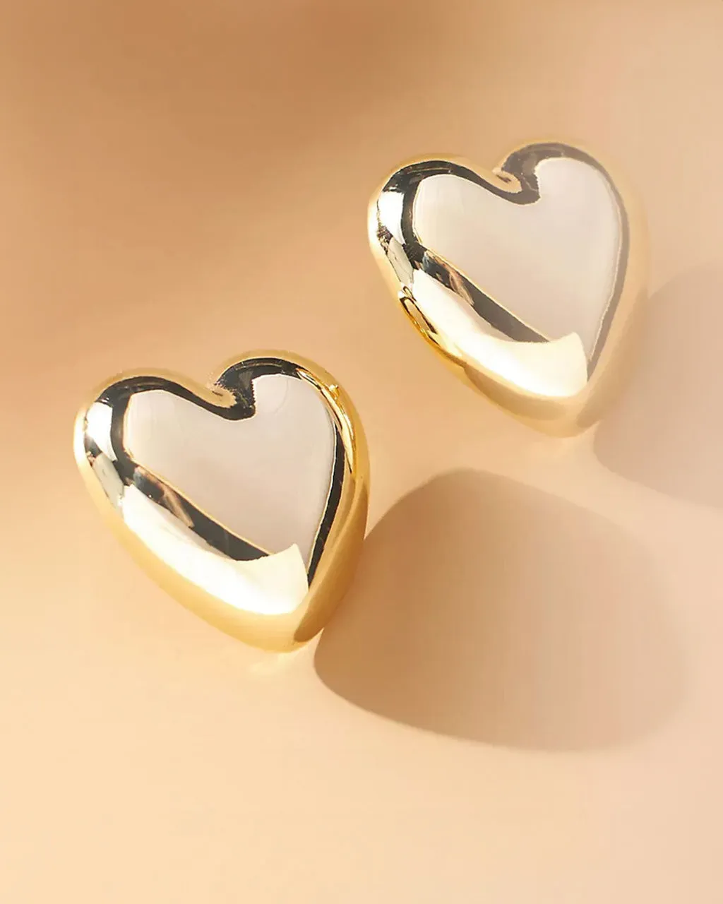 Oversized Gold Puffy Heart Earrings