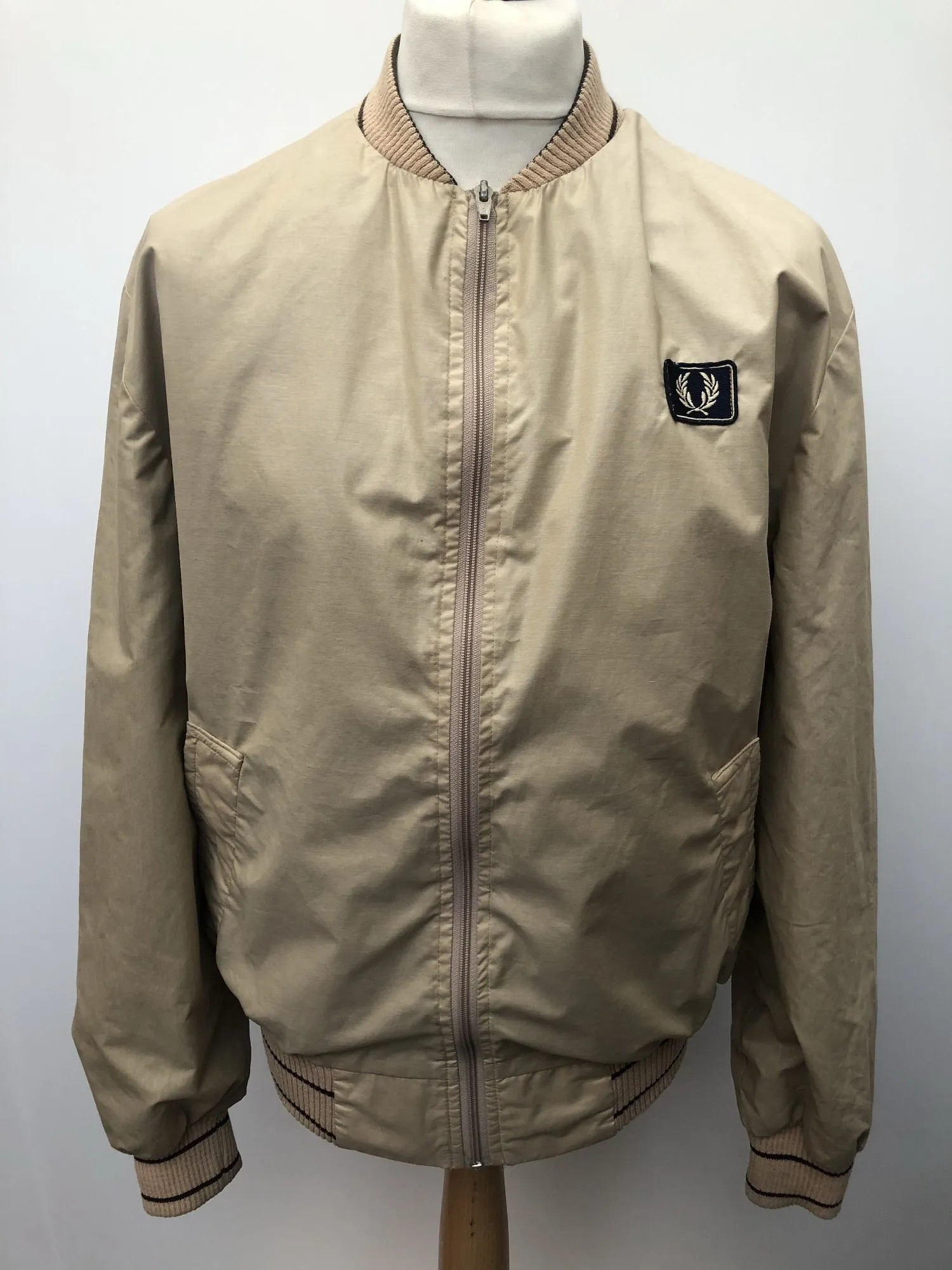 Rare 1970s Fred Perry Sportswear Bomber Jacket - Beige - Size L
