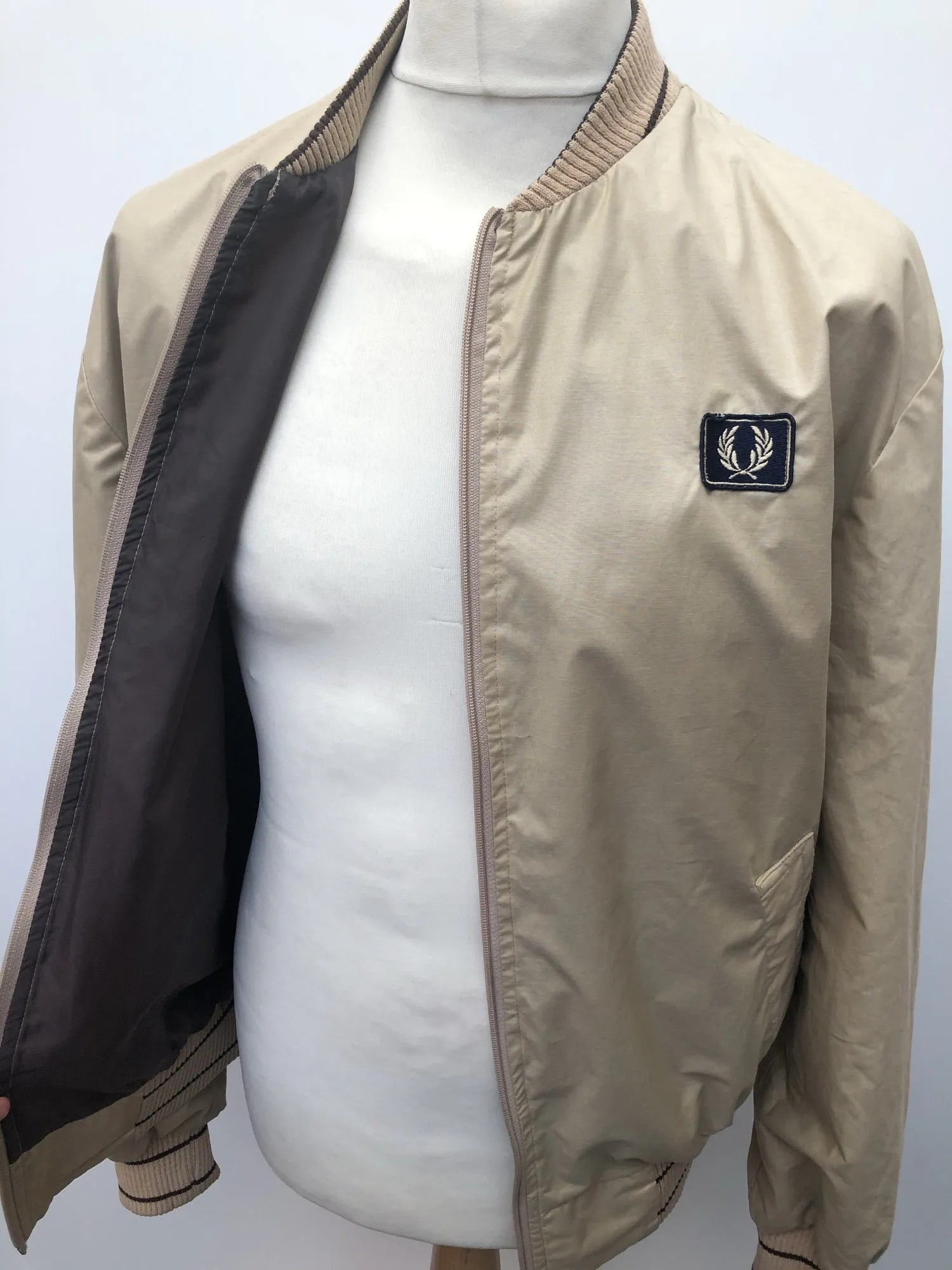 Rare 1970s Fred Perry Sportswear Bomber Jacket - Beige - Size L