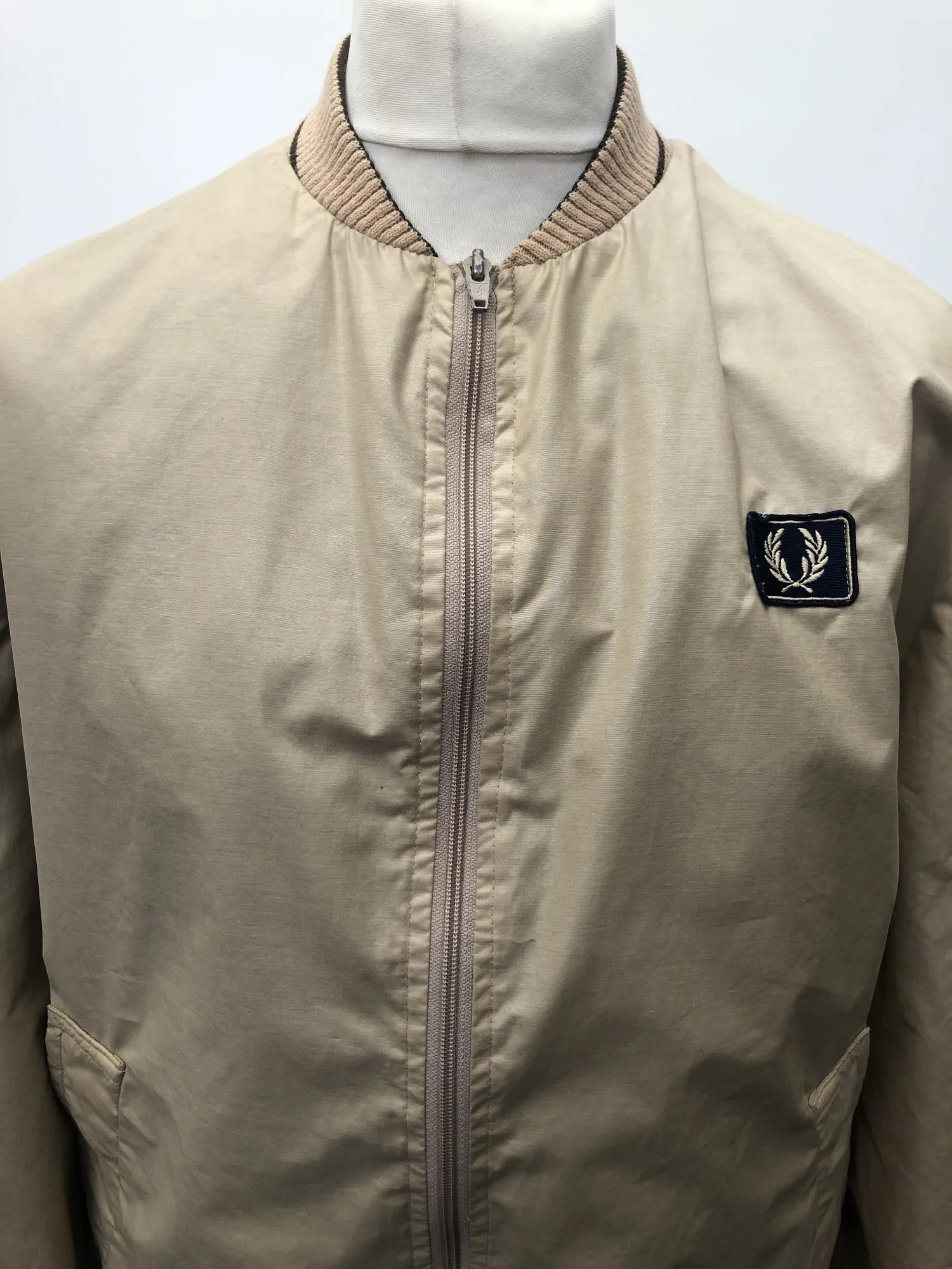 Rare 1970s Fred Perry Sportswear Bomber Jacket - Beige - Size L