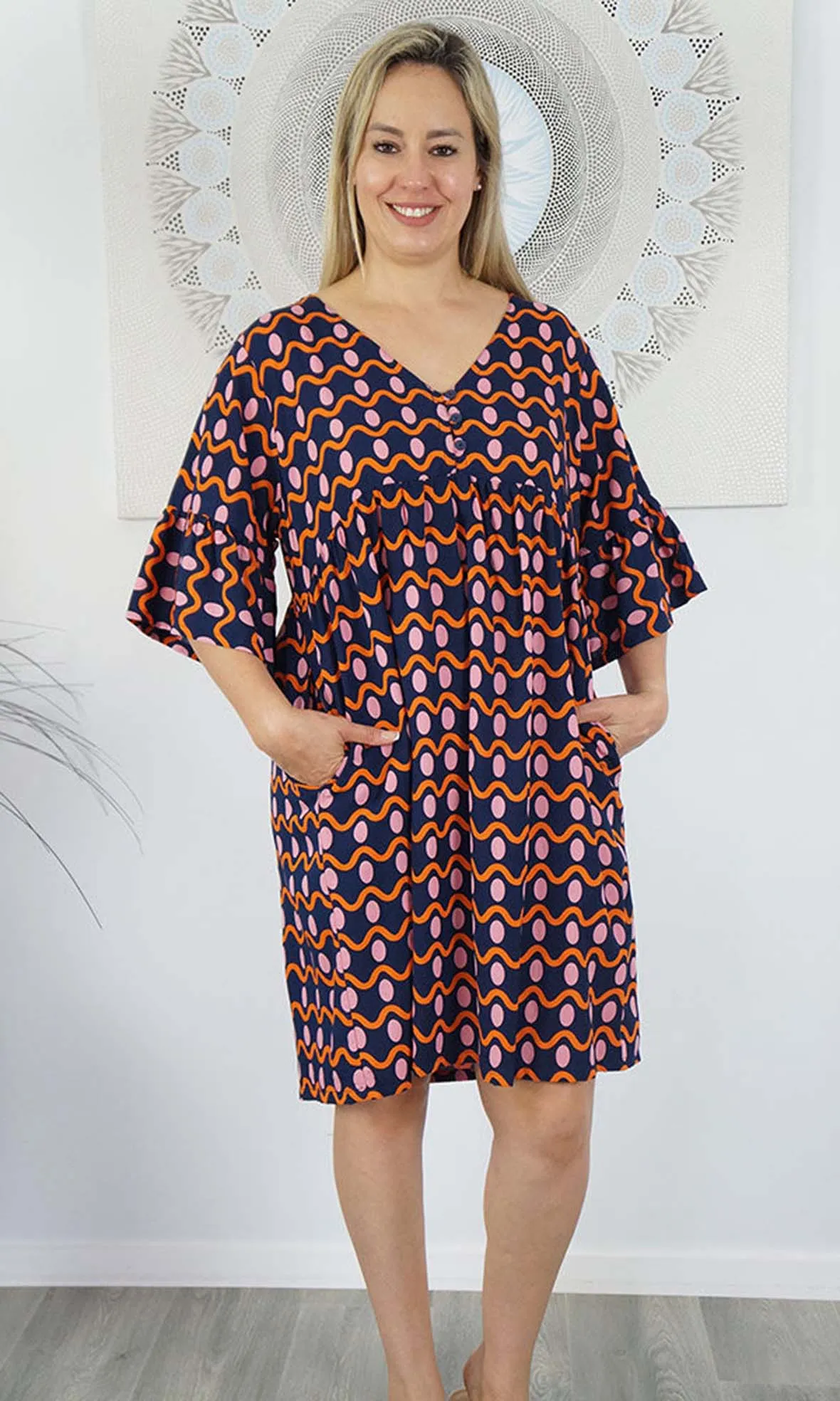 Rayon Millie Dress Waves, More Colours