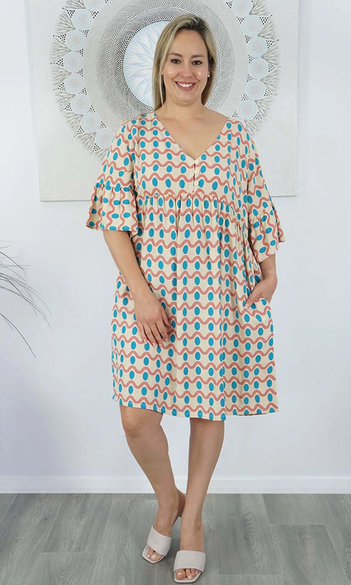 Rayon Millie Dress Waves, More Colours
