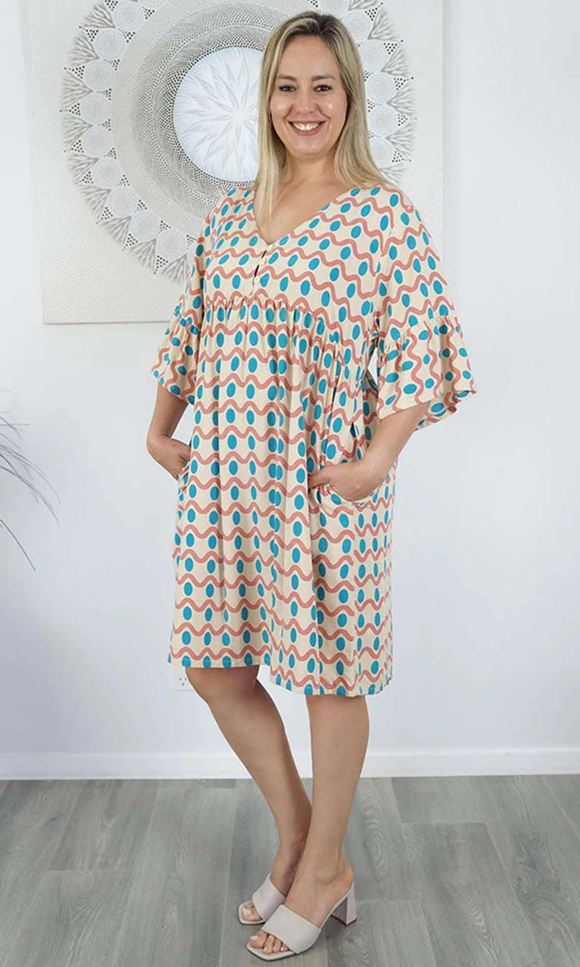 Rayon Millie Dress Waves, More Colours