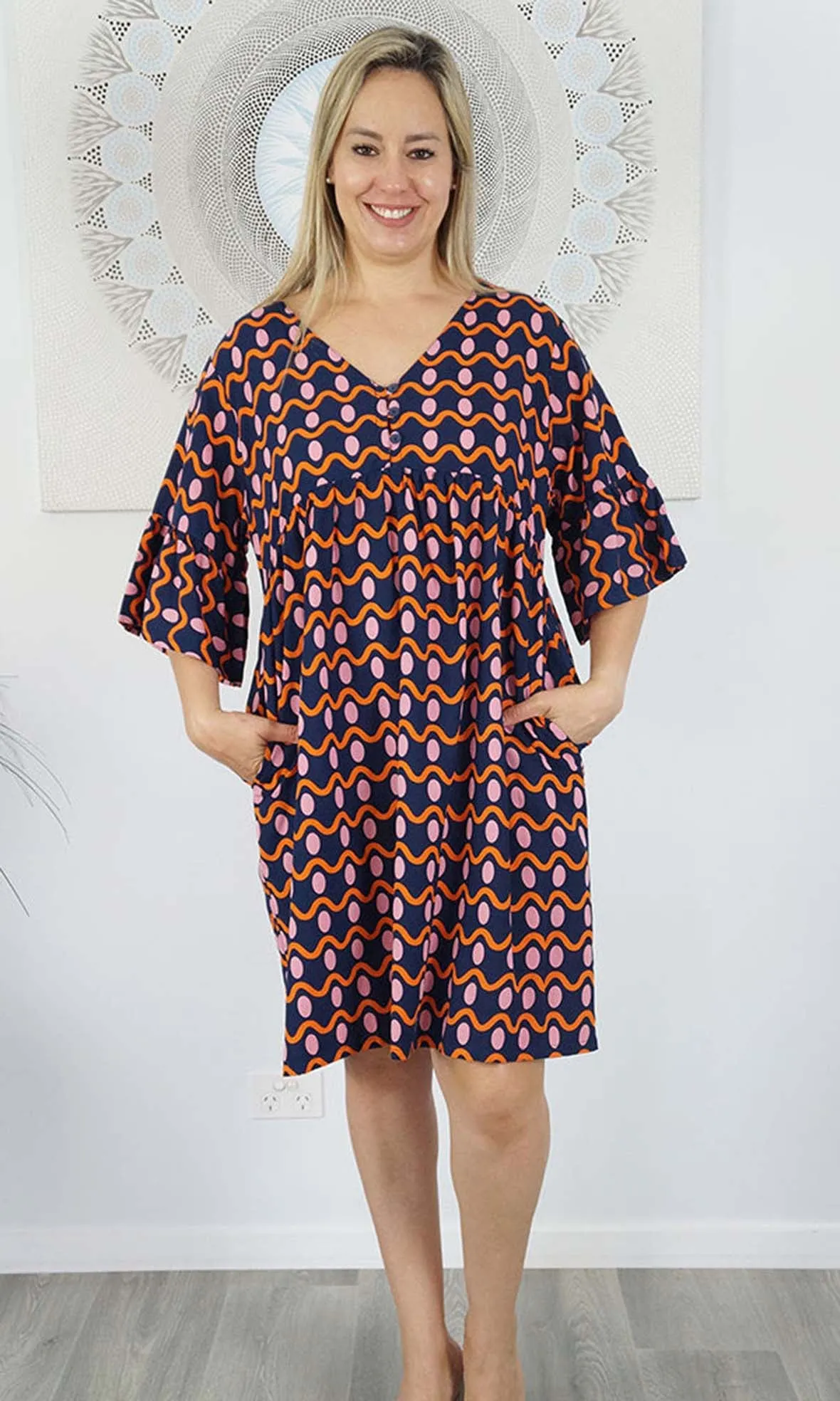 Rayon Millie Dress Waves, More Colours