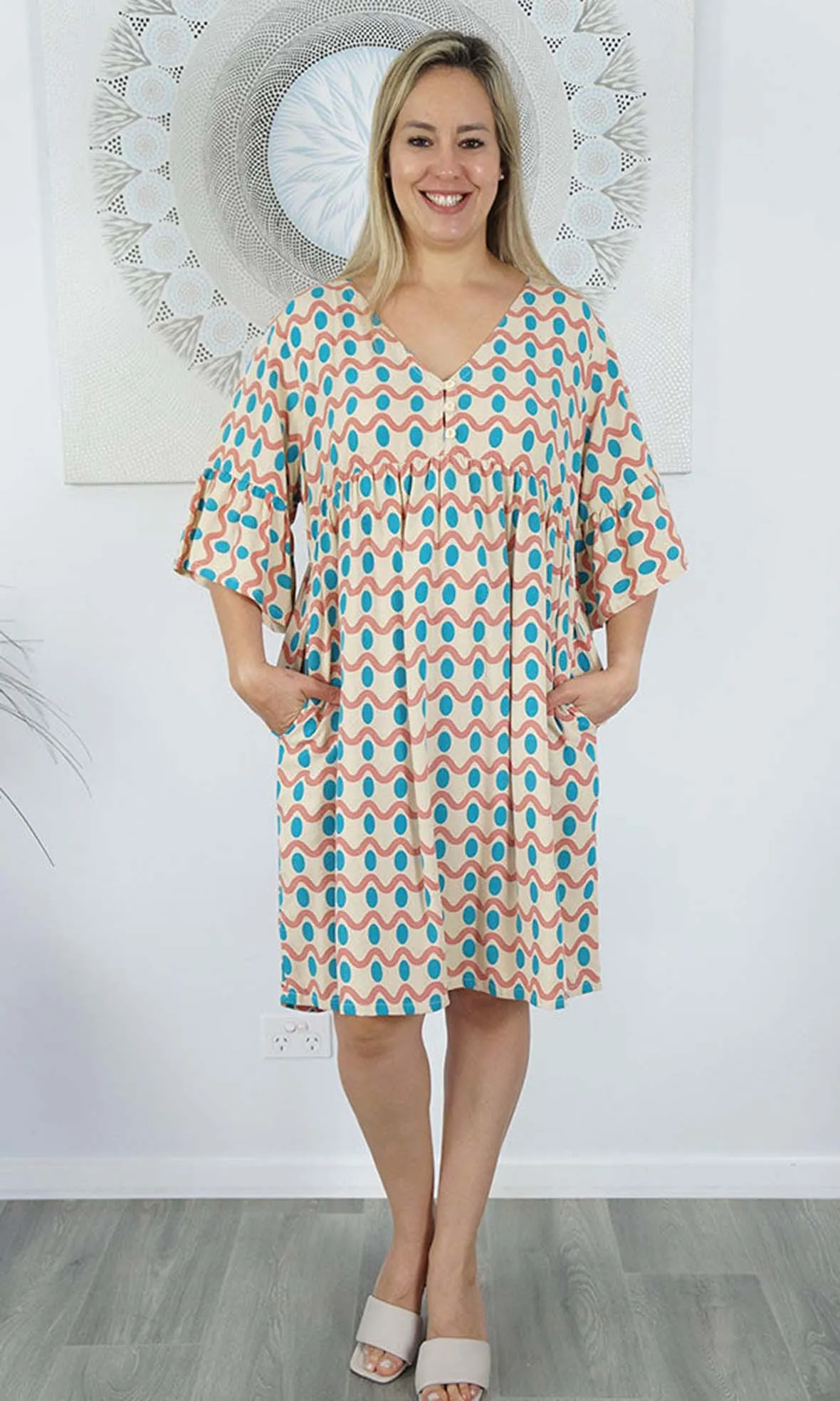 Rayon Millie Dress Waves, More Colours