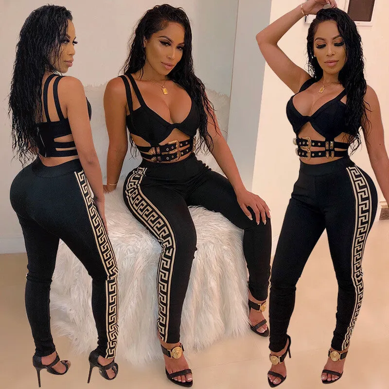 Sexy High Waist Black Skinny Print Leggings Pants