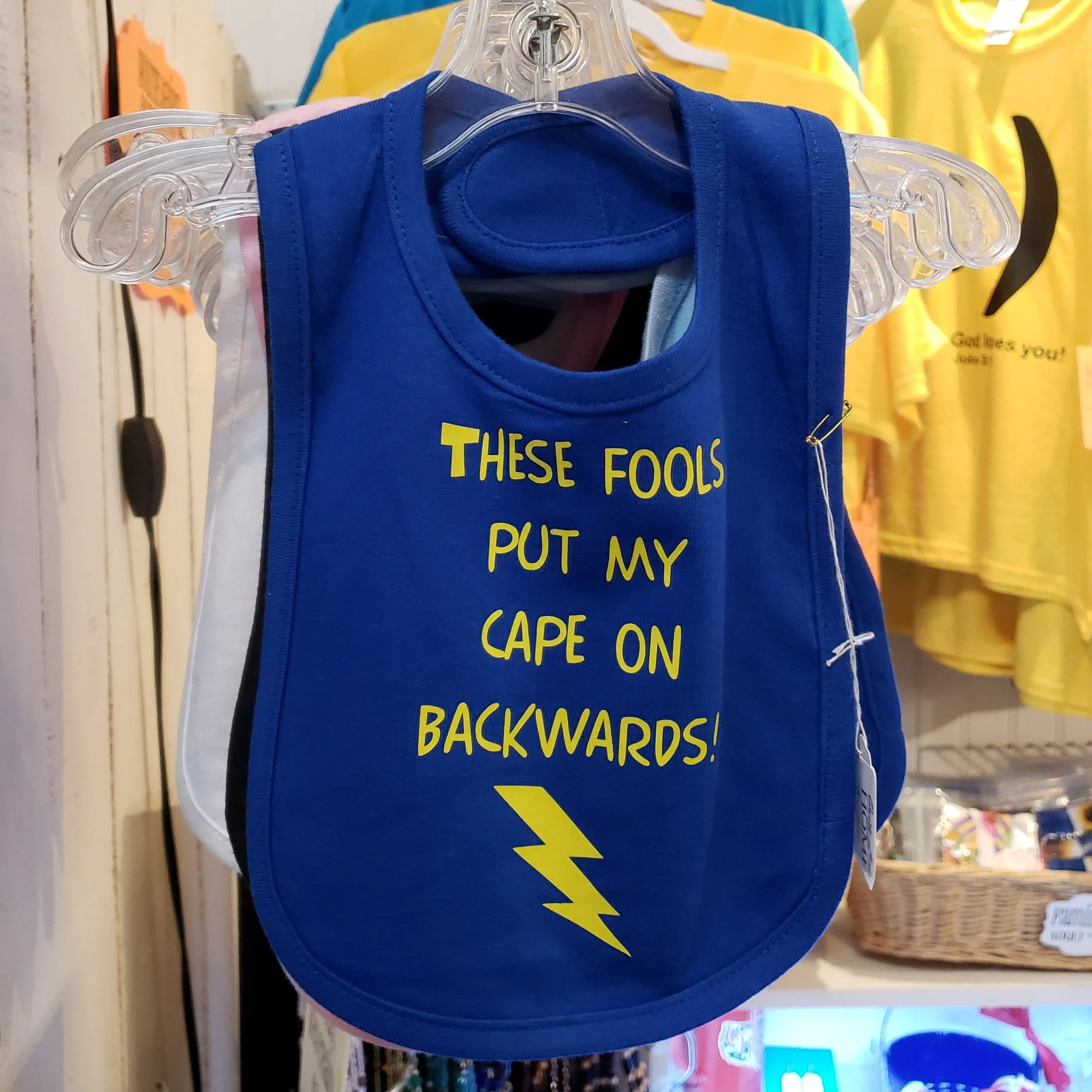 These fools put my cape on backwards bib. Baby humor, superhero, caped crusader, baby boss, funny